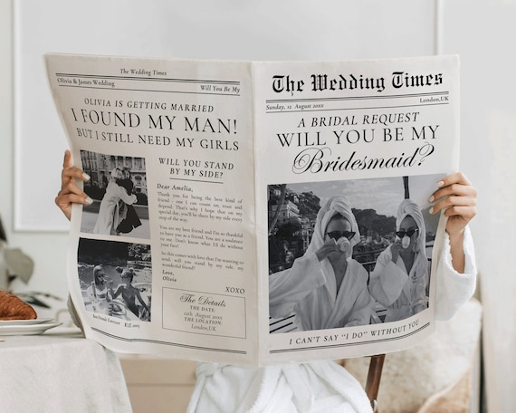 Bridesmaid Proposal Newspaper Template: Editable Bouquet Wrap (Digital Download)