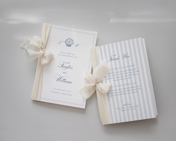 Seashell Wedding Program Template: Coastal Beach Theme Booklet (Digital Download)