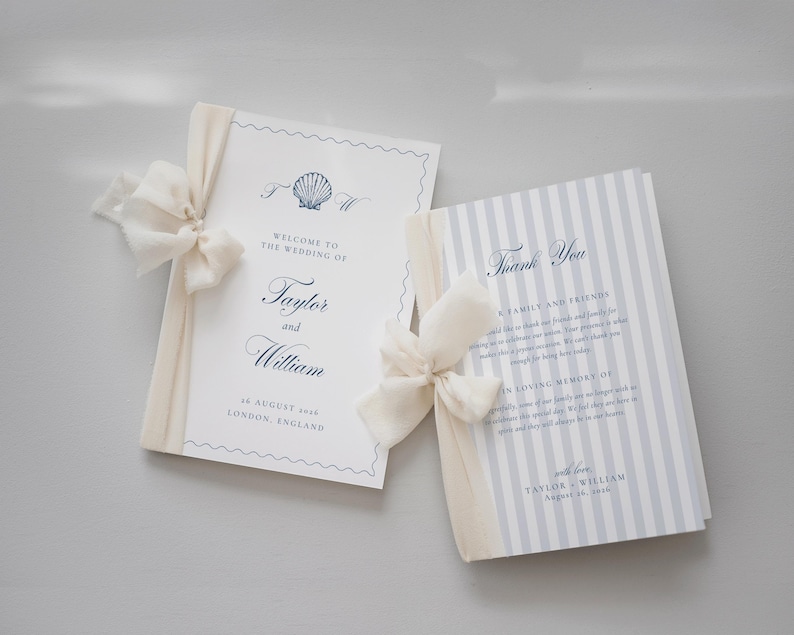 Seashell Wedding Program Template: Coastal Beach Theme Booklet (Digital Download) image 1