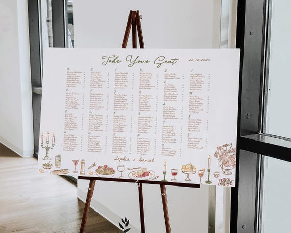 Hand-Drawn Wedding Seating Chart: Scribble Illustrations (Digital Download)
