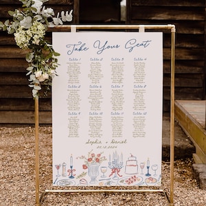 Hand Drawn Wedding Seating Chart | Whimsical Seating Chart | Handwritten | Wedding Table Seating Plan | Scribble Illustrations Doodle | Fun
