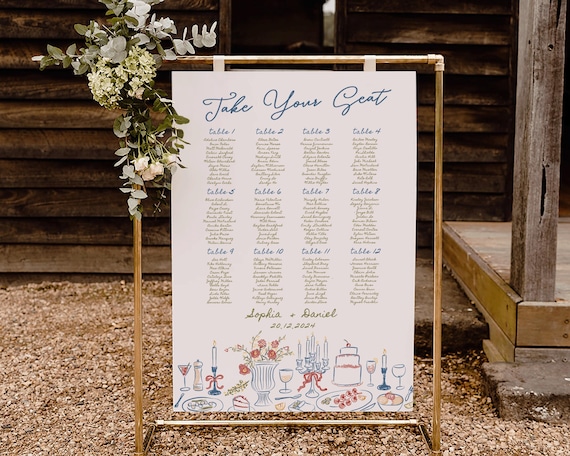 Hand Drawn Wedding Seating Chart: Scribble Illustrations (Digital Download)