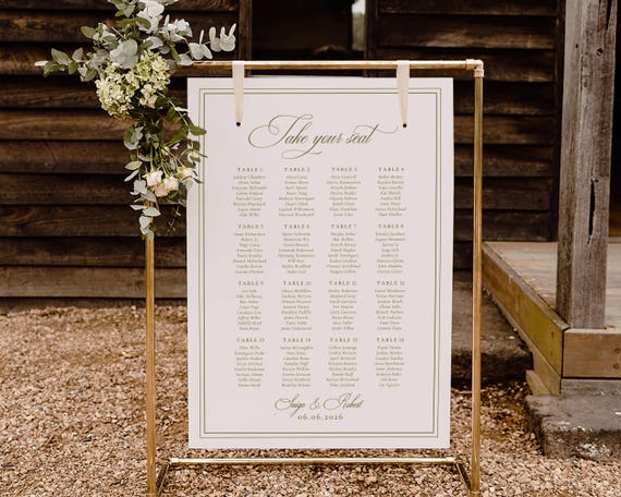 Sage Green Wedding Seating Chart: Elegant Reception Sign (Digital Download)