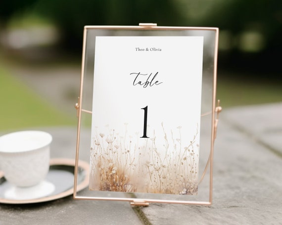 Wildflower Wedding Table Number: Floral Sign (Digital Download)