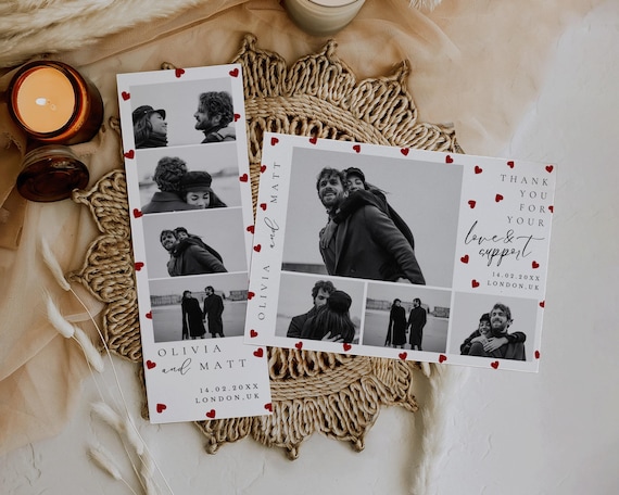Red Heart Photo Booth Strip Template: Custom Photo Gift (Digital Download)