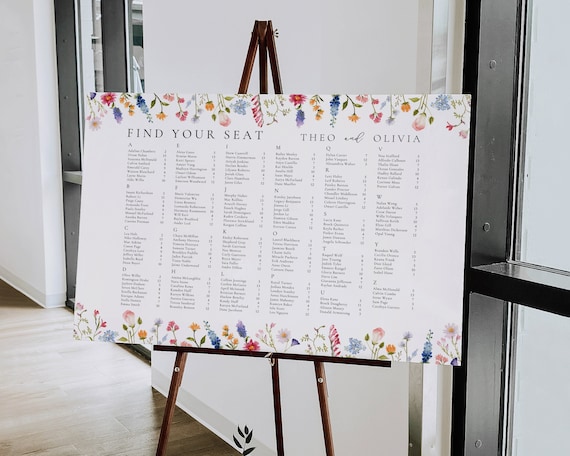 Spring Floral Wedding Seating Chart: Colorful Wildflowers (Digital Download)