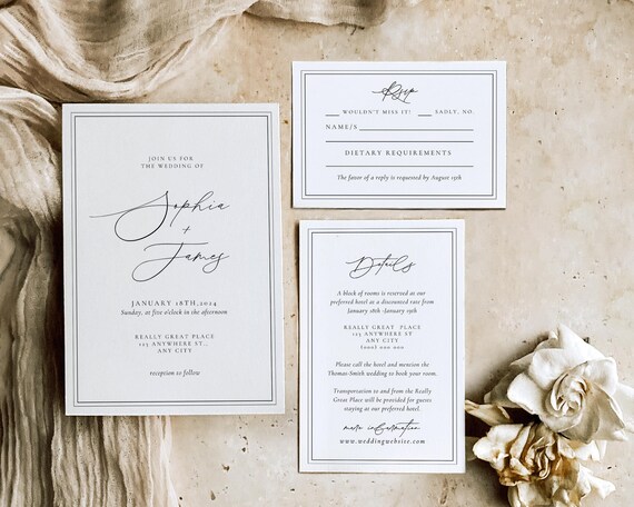 Elegant Minimalist Wedding Invitation: Modern Template (Digital Download)