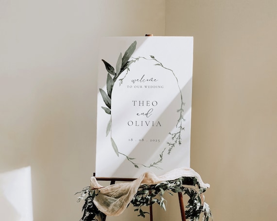 Eucalyptus Wedding Welcome Sign: Greenery (Digital Download)