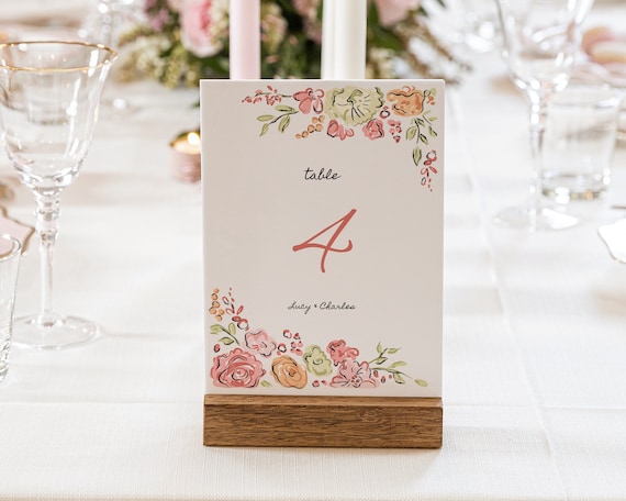Whimsical Floral Wedding Table Number: Hand-Drawn Garden Party Sign (Digital Download)
