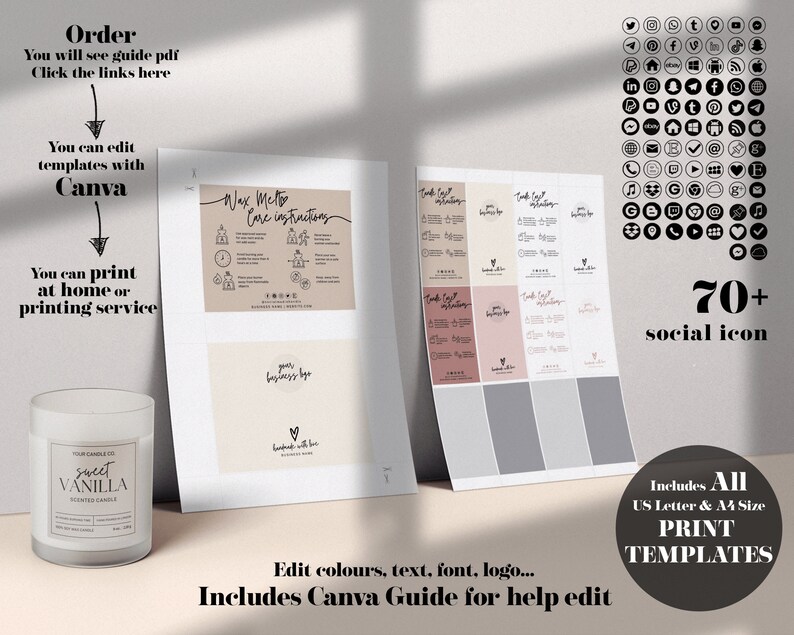 Candle Care Card Template Candle Care Instructions Wax Melt Care Card