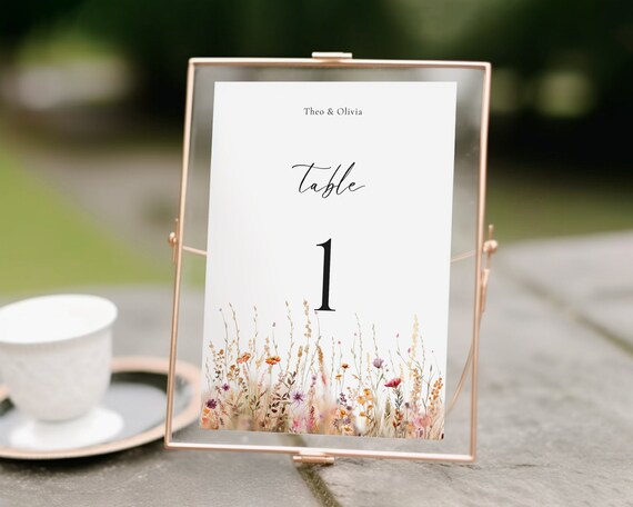 Floral Wedding Table Number: Colorful Wildflowers Sign (Digital Download)