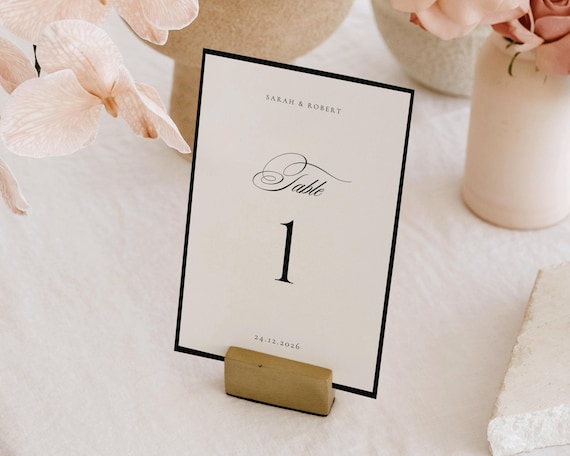 Elegant Minimalist Wedding Table Number: Luxury Old Money (Digital Download)