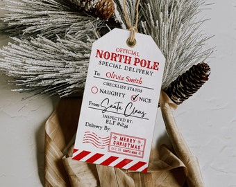 Editable North Pole Special Delivery Christmas Gift Tag | Printable Santa Gift Tag | North Pole Delivery Tag | Personalized Christmas Tags