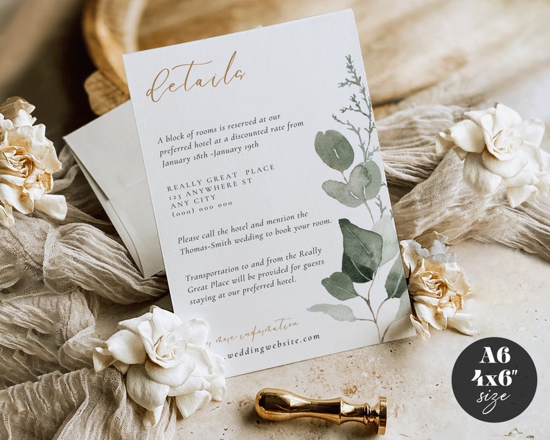 Eucalyptus Wedding Invitation Printable Wedding Invitation Greenery Wedding Invitation Boho Wedding Leaves Wedding Invitation Bundle image 5