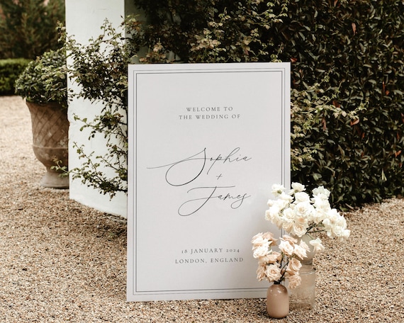 Elegant Minimalist Wedding Welcome Sign: Modern Poster (Digital Download)