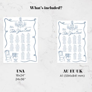 Hand Drawn Wedding Seating Chart | Whimsical Seating Chart | Quirky ...