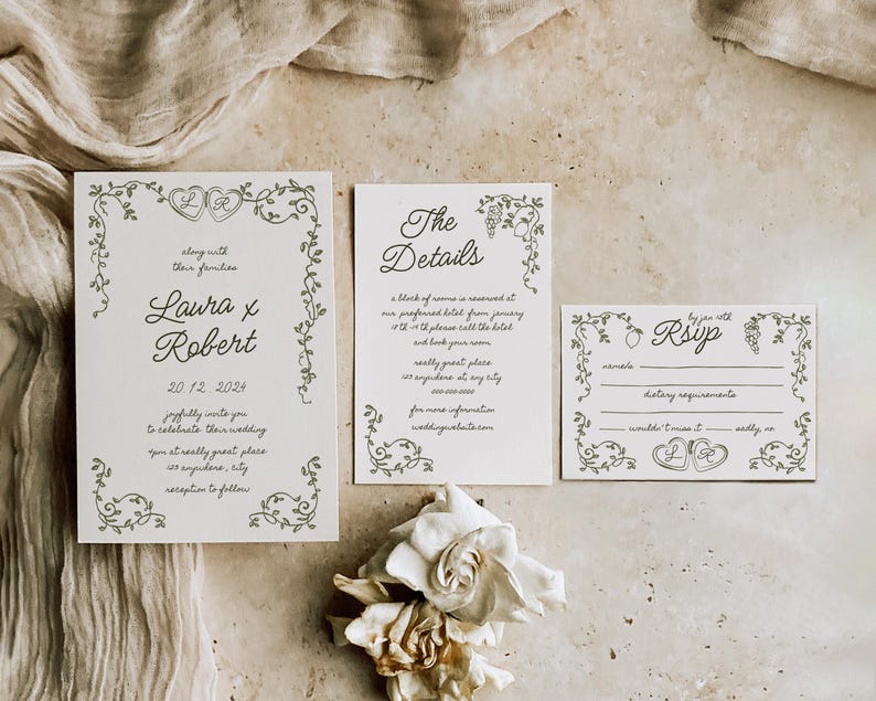 Plantilla de invitación de boda italiana dibujada a mano: Diseño mediterráneo (Descarga digital) imagen 7