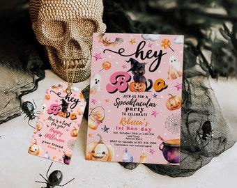 Pink Editable Halloween Invitation | Boo Invitation | Little Boo Invitation | Spooktacular Halloween Invitation | Halloween Baby Shower