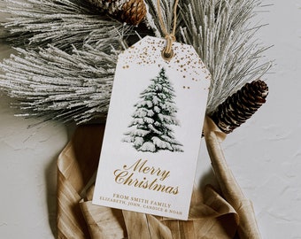 Editable Christmas Gift Tag | Christmas Tree Favor Tag | Holiday Gift Tags | Merry Christmas Tag | Pine Tree Tag | Christmas Favor Tag