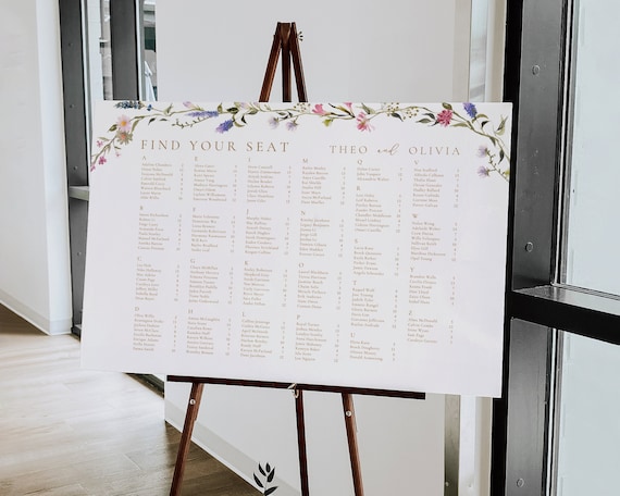 Floral Wedding Seating Chart Template: Wildflower Design (Digital Download)
