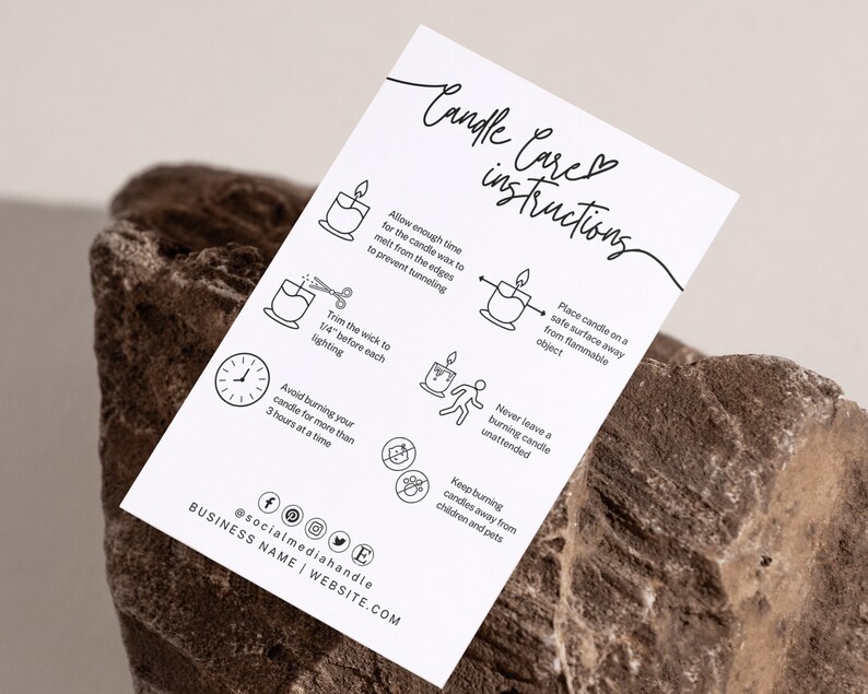 Candle Care Card Template Candle Care Instructions Wax Melt Care Card