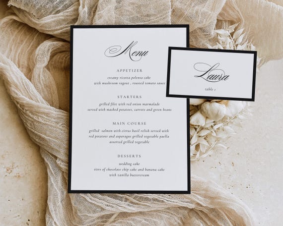 Elegant Minimalist Menu And Place Card: Luxury Old Money (Digital Download)
