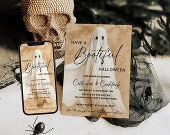 Adult Halloween Party Invitation | Printable Ghost Invite | Halloween Birthday | Ghost Evite | Digital Costumes & Cocktails Invitation