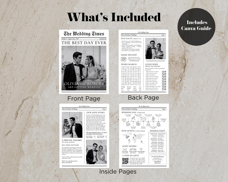 Wedding Newspaper Template Wedding Times Wedding Program Newlywed