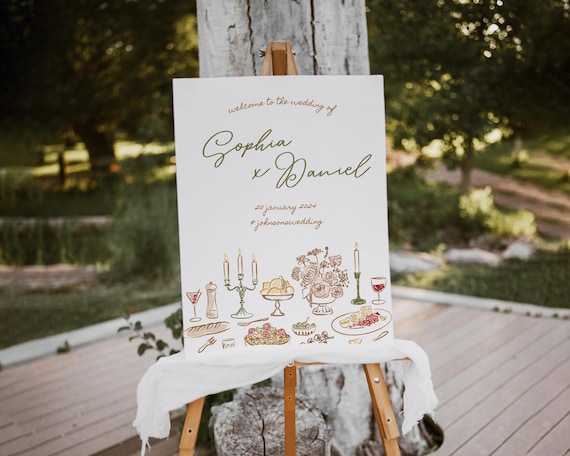 Hand-Drawn Wedding Welcome Sign: Scribble Illustrations (Digital Download)