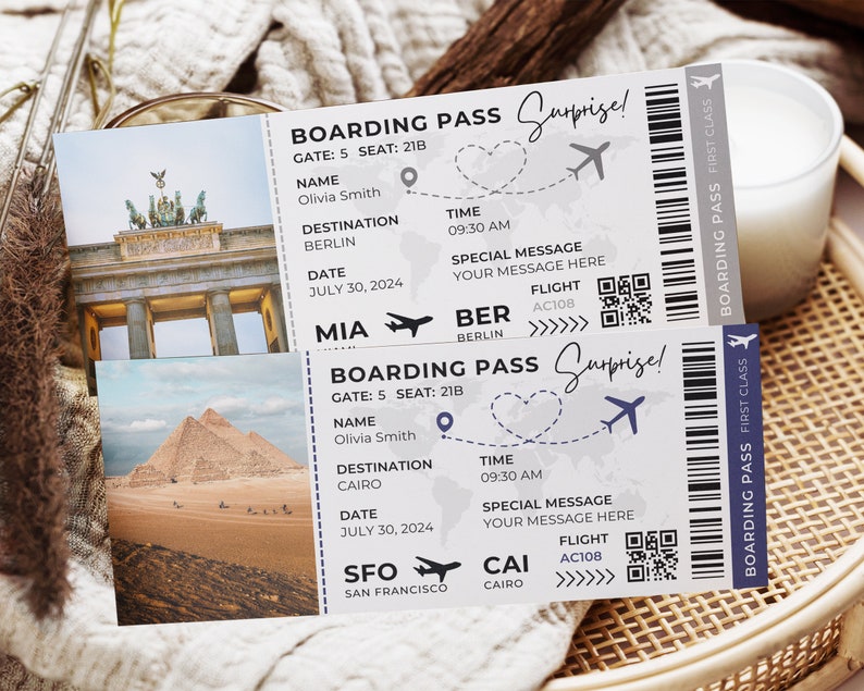Editable Boarding Pass Template Bundle 6 Premade Boarding Pass Surprise ...