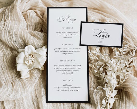 Elegant Minimalist Menu And Place Card: Luxury Old Money (Digital Download)
