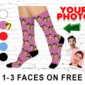 Custom Face Socks Best Gift for Dad, Personalized Unisex Socks with Photo Made in USA, Picture Print Socks Great Father&#39;s Day Gift,Dad Socks