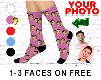 Custom Face Socks Best Gift for Dad, Personalized Unisex Socks with Photo Made in USA, Picture Print Socks Great Father's Day Gift,Dad Socks