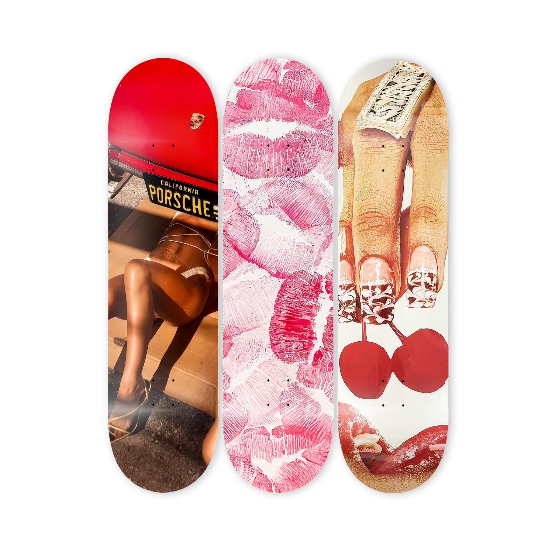 Moderne Kunst, Skateboard-Set mit 3 Teilen, Pro-Grade-Ahornholz, Pop Art, Wanddekor