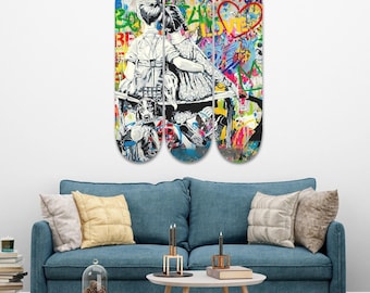 Goed samen werken, skateboardkunst, muurdecoratie, professioneel esdoorn skateboard