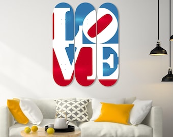 Love Abstract Art, Skateboard Set of 3Pcs, Pro-Grade Maple Wood, Pop Art, Wall Decor