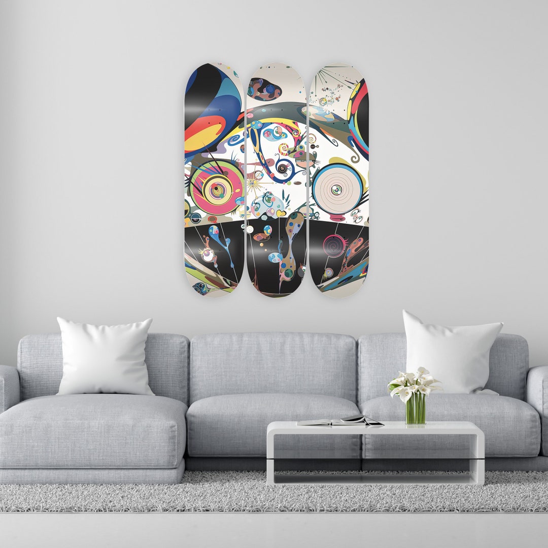 Lot De 3 Plateaux Skateboard Pop Art - Érable 7 Plis - Décoration Murale Moderne Personnalisable