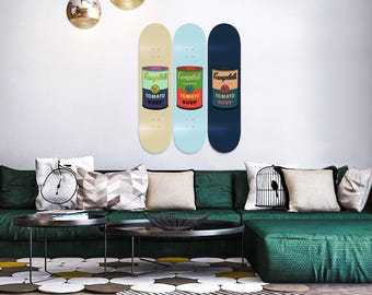 Suppendosen, Skateboard, 3-er Set, Ahornholz, Pop Art, Wanddekoration