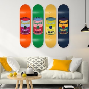 Soup Cans, Set of 4Pcs, Pro-Grade Maple Skateboard, Pop Art, Aesthetic Room Decor