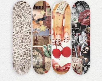 Skateboard Wall Art Decor, Maple Wood Deck, Set of 4