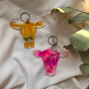 Floral Heifer Keychain- Floral Cow Keychain- Floral Farm Keychain- Floral Backpack Keychain- Floral Purse Charm