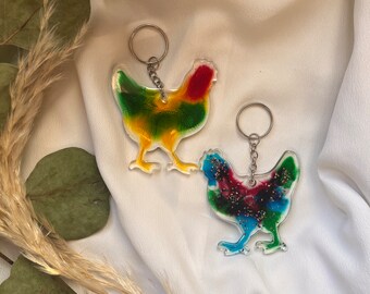 Resin Rooster Keychain – Farmhouse Backpack Charm