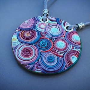 Statement set of jewelry,Handmade purple pendant necklace and earrings, Artisan necklace,Polymer clay jewelry