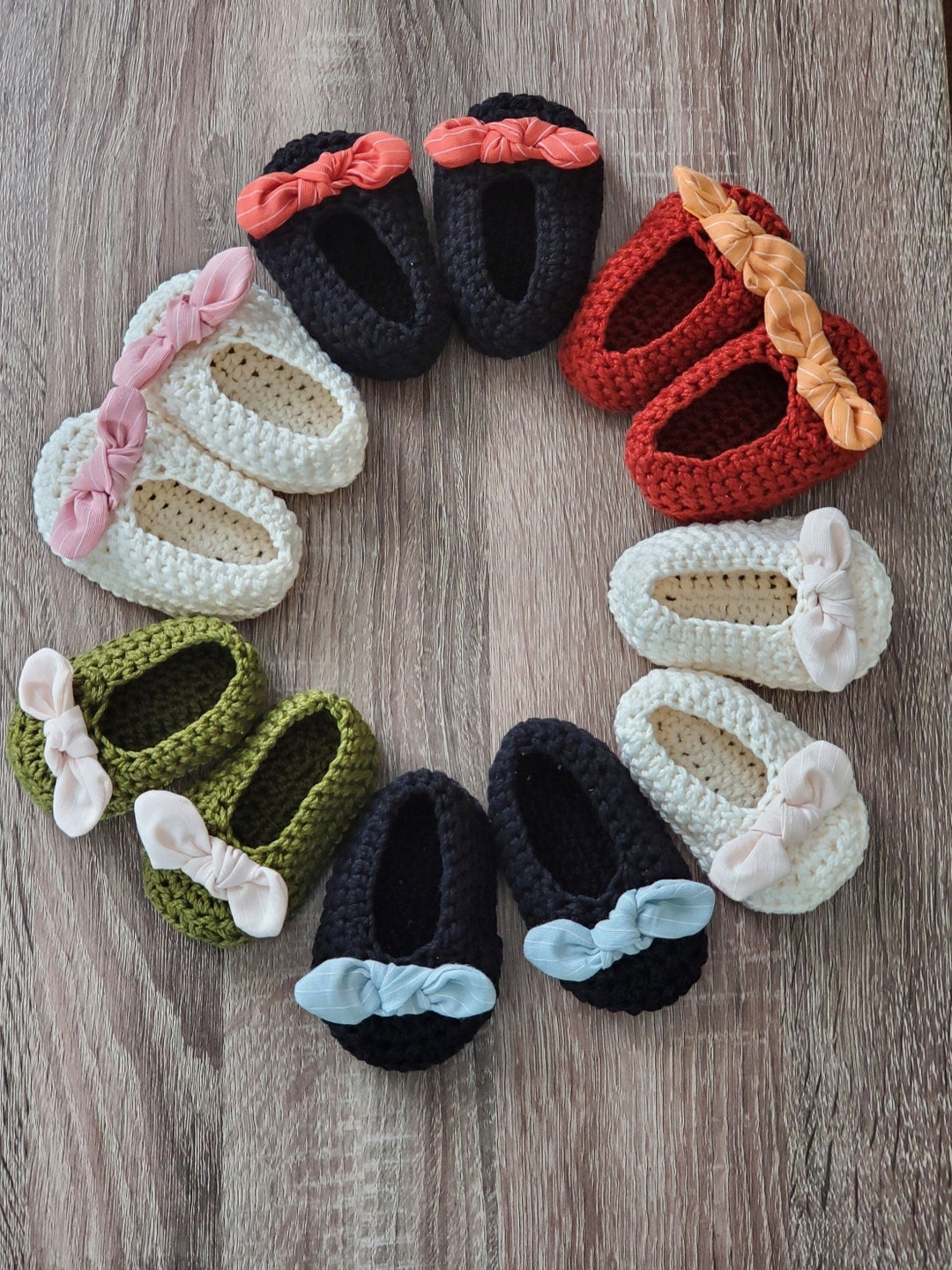 Handmade Crochet Bow Ballet Shoes Gifts for Moms and Baby Showers 0-6 ...
