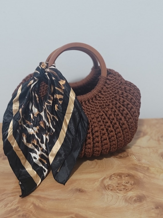 HANDMADE Bag Clutch Satchel Woven Embroidery Quilted Wooden Handles Brown Handmade Woven Mexican Handbag Purse Tote Bag With Wood  main image 3