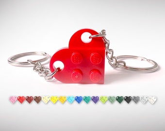 LEGO Brick Heart Keychain/Necklace, Couples Keyring