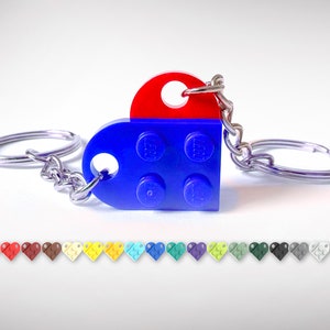 Mix & Match｜Heart Keychain｜Made with LEGO bricks｜18 Colour Custom Couples Keyring｜Love Heart｜Boyfriend Gift｜Girlfriend｜Anniversary｜Christmas