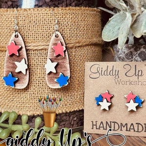 Patriottische steroorbel SVG-bundel | Patriottisch | Onafhankelijkheidsdag SVG-bestanden | Heart Dangle Earring SVG-bestand | GiddyUpStudio | Star Glowforge