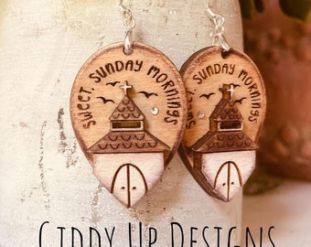 Church Sunday Morning SVG Earring File | Sunday Morning Church SVG File | Glowforge Earrings | Christian Earrings SVG File | GiddyUpsStudio