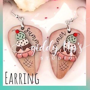 Summer Ice Cream Earring SVG: Laser Cut File (Digital Download)